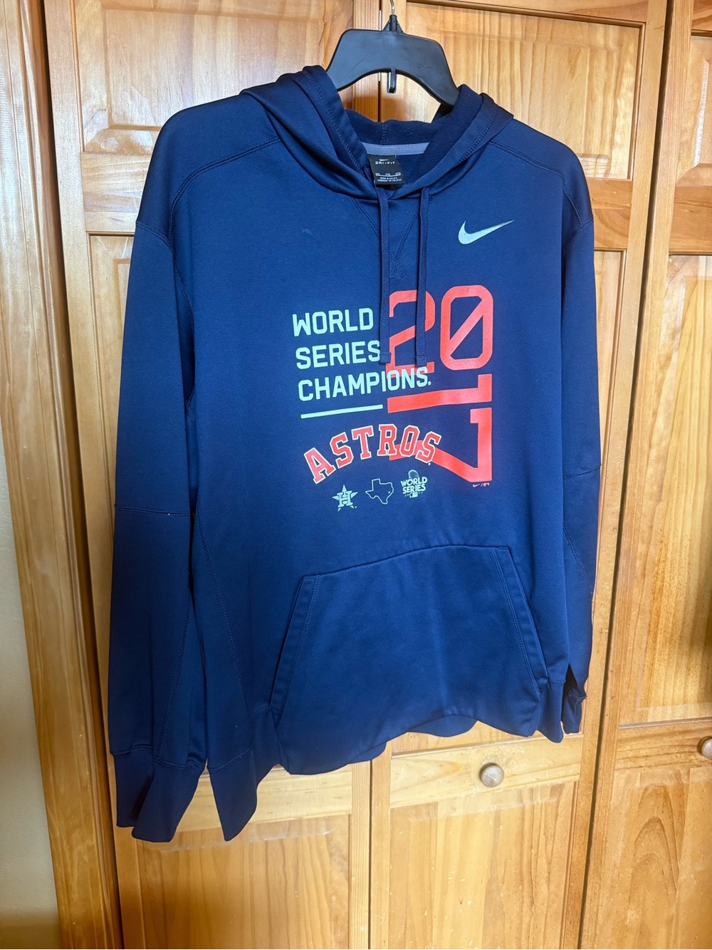 Nike Navy Blue Astros World Series Champions Hoodie with Orange Accents